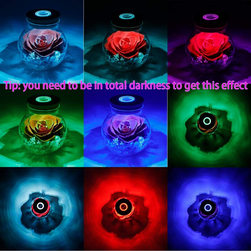 roliys Preserved Real Roses with Colorful Mood Light Wishing Bottle, Eternal Roseï¼ŒNever Withered Flowers, Table Decor,Christmas Anniversary Valentine's, Red 4.3inch, 1pcs - Image 4